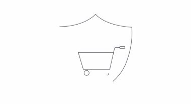 Bir alışveriş arabası ve bombanın yer aldığı bir kalkan, modern perakende ve tüketimle ilişkili potansiyel tehlikeleri ve riskleri simgeliyor..