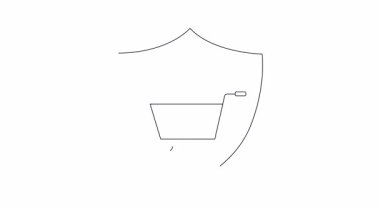 Bu animasyon bir sağlık hizmeti alışveriş arabası kalkan ikonu konseptini gösteriyor. Sağlık, alışveriş ve güvenlik için kullanılabilir..