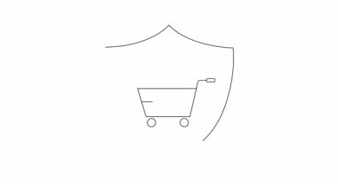 Bir alışveriş arabası ve fareyi koruyan bir kalkan tarafından sembolize edilen çevrimiçi alışveriş güvenliğinin görsel bir temsili..