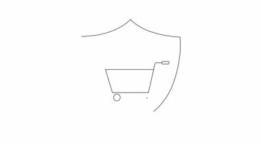 Güvenli hava yükü ve lojistik çözümleri sembolize eden bir uçak ve kargo konteynırı içeren animasyon kalkan ikonu. Ulaşım, nakliye ve güvenlikle ilgili içerik için ideal.