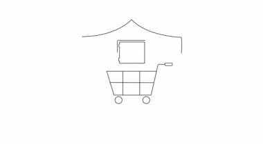 Bir kalkanın içinde kasası olan bir alışveriş arabası, e-ticaret faaliyetleri sırasında güvenli çevrimiçi işlemleri ve veri korumasını simgeliyor..