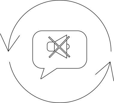 Mute communication loop icon, feedback silence, no voice, communication problem, no feedback, no voice, no sound, no communication, no feedback loop, silence, mute