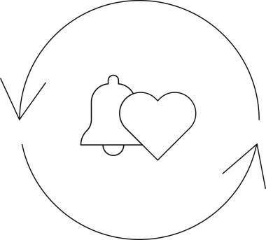 Bildirim çanı ve kalp simgesi, güncellemeleri ve bilgilendirme sevgisi anlamına gelen yenilenmiş bir sembolle çevrilidir.