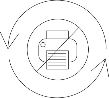 Üzerinde satır olan bir yazıcı içeren dairesel bir ok, yazdırma yasağı veya yazdırma hatası öneriyor.