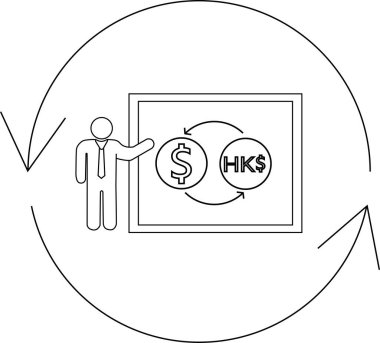 ABD doları ile Hong Kong doları arasındaki döviz takasını gösteren dairesel akış diyagramı..