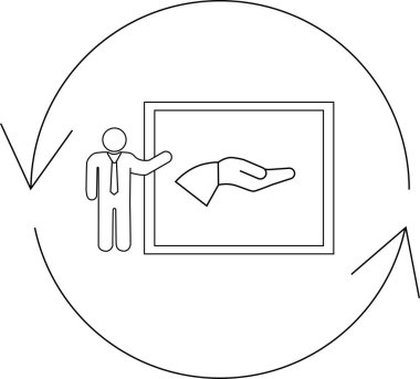 Dairesel ekonomide geri verme kavramı üzerine bir sunum yapan bir kişinin canlandırması.