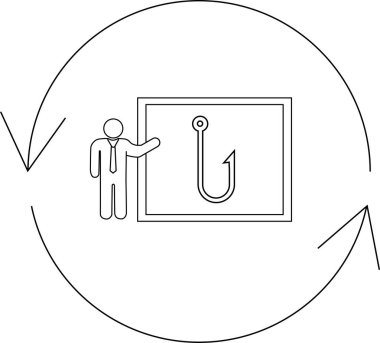 Tahtaya sahte bir kanca takan bir kişi sahte saldırıları ve farkındalık ihtiyacını sembolize ediyor..