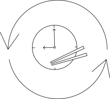 A clock surrounded by arrows, symbolizing time, cycles, and the cyclical nature of processes or events.