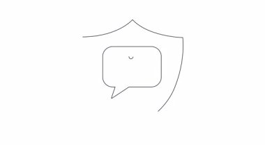 Hukuki koruma ve adaleti sembolize eden adalet terazili bir kalkanın minimalist çizimi. Hukuk firmaları ve hukuk hizmetleri için ideal.