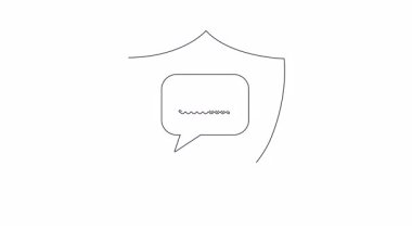 Konuşma balonunda bir geminin bulunduğu bir kalkan ikonu, deniz güvenliğini, gemilerin korunmasını ve güvenli deniz yollarını simgeliyor..