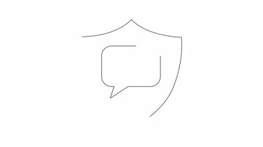 Sağlık hizmetleri ve iletişimi sembolize eden canlandırılmış tıbbi kalkan ikonu. Sağlıkla ilgili içerik, sigorta ve tıbbi hizmetlerin tanıtımı için ideal.