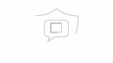 Güvenli, güvenli ve özel çevrimiçi iletişimi sembolize eden bir sohbet balonlu animasyon kalkan simgesi. Siber güvenlik, gizlilik ve veri koruma için mükemmel.