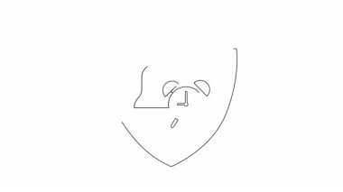 Alarm zili ve saati içeren bir güvenlik kalkanı. Uyarı ve zaman yönetiminizin korunmasını simgeliyor..