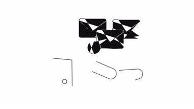 Önemli ya da acil mesajları sembolize eden ünlem işareti olan e-postaları tutan basit bir çizim..