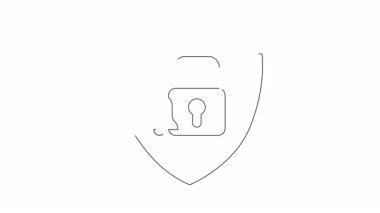 Güvenlik alarmı simgesinin basit bir animasyonu. İçinde bir kalkan, kilidi açılmış asma kilit ve zil var. Güvenlik ve bilgilendirme kavramları için mükemmel.