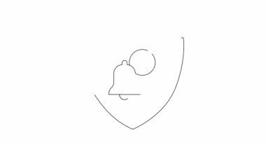 Alarm ve güvenliği simgeleyen zamanlayıcı ve zil içeren animasyon kalkan ikonu. Çeşitli projeler için uygun.