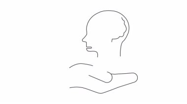 İnsan kafasının içindeki dronu gösteren kavramsal illüstrasyon insansız hava aracı teknolojisinin insan düşüncesi ve yeniliğiyle bütünleşmesini sembolize ediyor. Bir elde sunuldu..