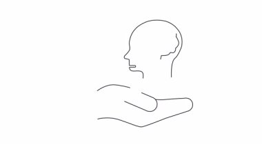 Zihinsel sağlık desteğinin kavramsal illüstrasyonu, ilk yardım çantasının sembolü olan beyin anahatlarını tutan bir el..