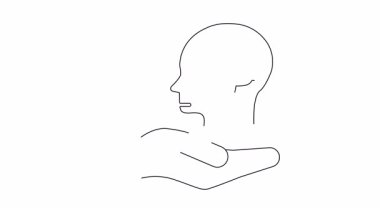 Zihinsel sağlık desteğinin kavramsal çizimi, içinde çalışan bir figür olan bir eli tutan bir elin, kaygı veya stresi sembolize etmesi.