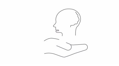 Bir el, zihinsel sağlık desteği ve stres yönetimini sembolize eden, hız göstergesi olan bir beyni nazikçe destekler..