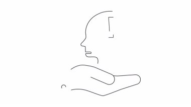 Zihinsel sağlığa destek sunan bir elin kavramsal çizimi, içinde ünlem işareti olan bir beyin tarafından sembolize ediliyor..