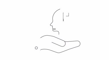 Kavramsal animasyon, zihinsel sağlık desteği ve farkındalığı sembolize eden bayrak taşıyan bir beyin sunan bir eli gösteriyor..