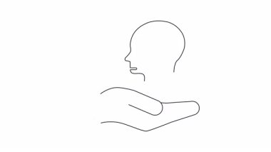 Baş parmakları aşağıda olan bir beyni tutan bir elin kavramsal çizimi, olumsuz geri bildirim ya da onaylamamayı temsil eder..