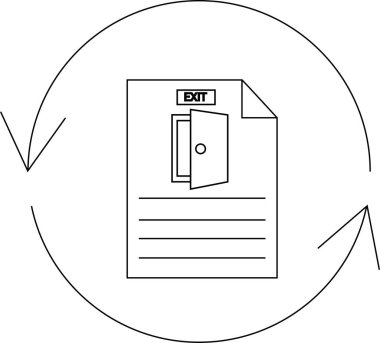 Yenilenme döngüsünden geçen ve iş planlamasını ve stratejik ayarlamaları sembolize eden bir çıkış stratejisi belgesini gösteren kavramsal bir çizim.