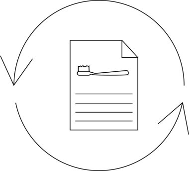 Diş fırçasının geri dönüşüm sembollü basit bir çizgisi, diş sağlığı veya çevresel farkındalık için ideal.