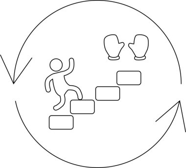 Eldivenlere doğru yükselen figürlü sembolik bir illüstrasyon dairesel bir ok içinde özetlenerek döngüsel ilerleme ve kış hazırlığını temsil ediyor..