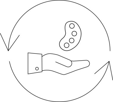 Bir el, sanatçının paletini dairesel bir ok içinde sunar. Yaratıcı değişimi ve sanatsal işbirliğini sembolize eder..