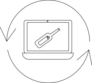 Bir dizüstü bilgisayar ekranı, çevrimiçi tıbbi teşhisi ve sağlık denetimini sembolize eden dairesel oklarla çevrili bir termometre gösteriyor..