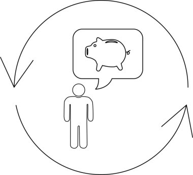 Bir insan kumbarada para biriktirmeyi düşünüyor. Finansal planlama ve yatırım kavramını gösteriyor..