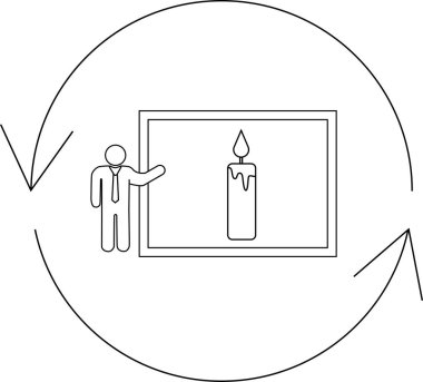 Bir kişi, döngüsel bir süreç içerisinde aydınlanmayı ya da yeni bir fikri sembolize ederek, tekrarlayan gelişimi ya da sürekli gelişimi öneren bir mum sunar..
