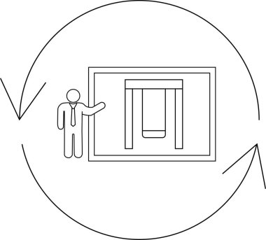 Dairesel bir okla çevrili bir salıncak gösteren bir diyagram, bir kavram ya da süreci gösteriyor.