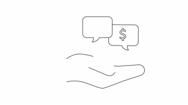 Animasyon el ikonu iş fırsatı ve finansal büyüme sunar. Kariyer, yatırım ve başarı temalı içerik için ideal.