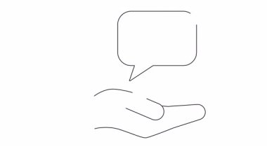 Eğitim desteğini ve gelecek fırsatları sembolize eden, konuşma balonunda mezuniyet şapkası sunan bir el..