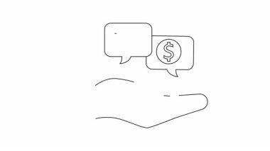Basit bir çizim, para desteğini temsil eden, konuşma baloncuklarındaki dolar işaretleriyle sembolize edilen bir el yardımını gösteriyor..