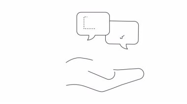 Bir el, konuşma baloncuklarında bir cüzdan ve dolar işareti ile sembolize edilen maddi yardım sunuyor. Yatırım, yardım ve ekonomik destek gibi kavramları gözler önüne serer.