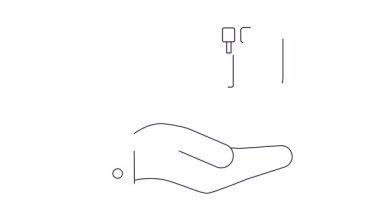 İçinde çekiç olan bir konuşma balonunu tutan bir elin basit bir çizgisi çizimi. Yapım, onarım ya da tamirat hizmetlerini temsil ediyor..