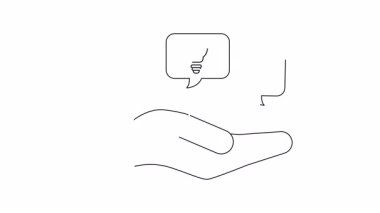 Bir el ampul ve dolar işareti tutuyor, fikirler ve parayı temsil ediyor. İş ve finans kavramları için basit bir animasyon.