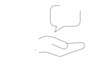 Bu animasyon, kalbi okla delinmiş bir konuşma balonunu tutan bir eli gösteriyor. Aşk, romantizm ve ilişki temaları için mükemmel.