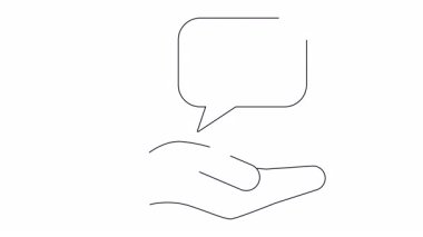 Bir ses simgesini tutan bir elin minimalist çizgisi. İletişim veya teknoloji temaları için mükemmel..