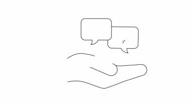 Para karşılığında kahve sunan, ticareti ya da alışverişi sembolize eden minimalist bir sanat çizgisi çizimi..