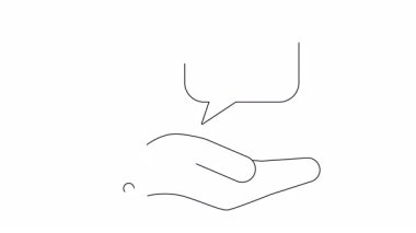 Açık bir el, çalışan bir figürün bulunduğu bir konuşma baloncuğu sunar. Yardım, özgürlük ve zorlu durumlardan kaçış teklifini sembolize eder..