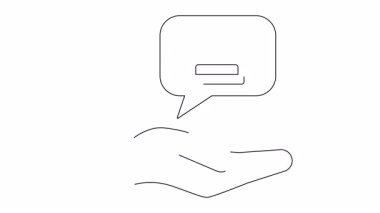 Bir el konuşma balonunda bir mezar sunar, basit bir çizgi sanatı ile tasvir edilir. Anma töreni, anma ve ilgili konular için ideal.