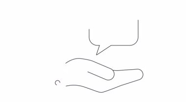 Basit bir animasyon konseptiyle tasvir edilmiş, konuşma balonunda bir güç ikonu sunan bir el..