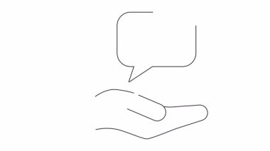 Sağlık hizmeti desteği sunan basit bir el animasyonu. Konuşma balonundaki tıbbi bir ikon tarafından sembolize ediliyor. Tıbbi içerik için ideal.