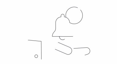 Çan ve kronometre ikonu tutan el animasyonu. İş, teknoloji ve eğitim videoları için harika.