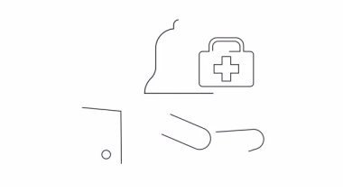 Tıbbi uyarı sistemi ikon animasyonu. Sağlık güvenliğinin ve acil durum tepkisinin sembolü. Sağlık hizmetleri ve farkındalık için animasyon grafiği.